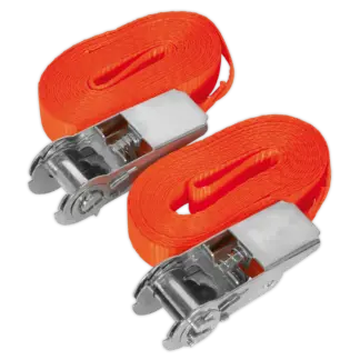 Self-Securing Ratchet Straps 25mm x 4.5m 800kg Breaking Strength - Pair [TD08045E]