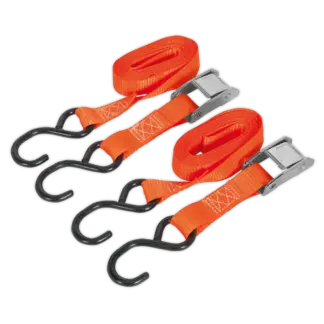 Cam Buckle Strap Polyester Webbing with S-Hooks 25mm x 2.5m 250kg Breaking Strength [TD2525CS]