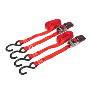 Ratchet Straps Polyester Webbing with S-Hooks 25mm x 4m 800kg Breaking Strength - Pair [TD284SD]