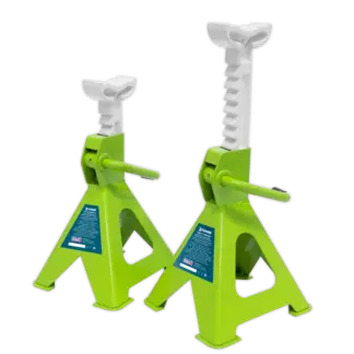 Ratchet Type Axle Stands (Pair) 2 Tonne Capacity per Stand - Hi-Vis Green [VS2002HV]
