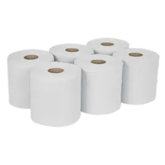 2-Ply Embossed White Paper Roll 150m - Pack of 6 [WHT150]