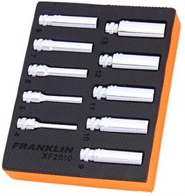 Franklin XF 10 pce 6 pt Deep Socket Set 1/4" dr