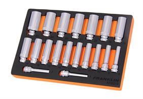 Franklin XF 19 pce 12 pt Deep Socket Set 3/8" dr