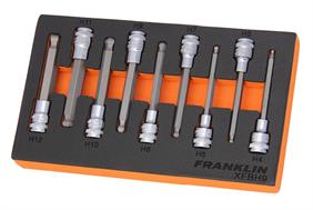 Franklin XF 9 pce Hexagon Long Ball End Bit Socket Set 3/8" dr