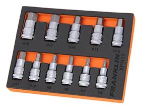 Franklin XF 11 pce Hexagon Bit Socket Set 1/2" dr