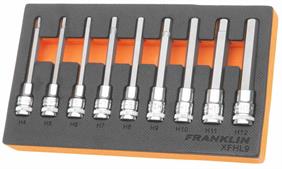 Franklin XF 9 pce Long Hexagon Bit Socket Set 3/8" dr