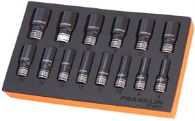 Franklin XF 14 pce 6 pt Semi Deep Thin Wall Impact Socket Set 3/8" dr £10.00 List Price Saving