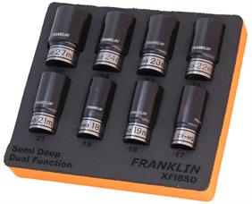 Franklin XF 8 pce 6 pt Semi Deep Thin Wall Impact Socket Set 1/2" dr