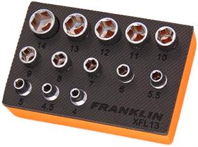 Franklin 13pce 6pt Low Profile Socket Set 1/4"dr