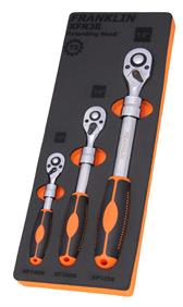Franklin XF 3 pce 72 Teeth Extending Ratchet Set 1/4" 3/8" 1/2" dr