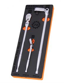 Franklin XF 3 pce 72 Teeth Low Profile Flexible Ratchet Set 1/4" 3/8" 1/2" dr