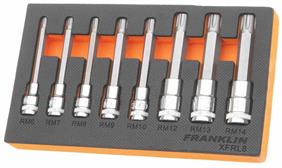 Franklin XF 8 pce Long Ribe Bit Socket Set 3/8" 1/2" dr