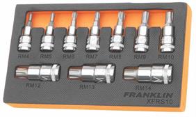 Franklin XF 10 pce Ribe Bit Socket Set 3/8" 1/2" dr
