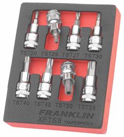 Franklin XF 8 pce Tamper Star Bit Socket Set 3/8" dr