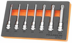 Franklin XF 7 pce Long Spline Bit Socket Set 3/8" dr
