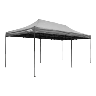 Dellonda Premium 3x6m Pop-Up Gazebo, Heavy Duty, PVC Coated, Water-Resistant Fabric, Supplied with Carry Bag, Rope, Stakes & Weight Bags - Grey Canopy [DG141]