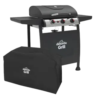 Dellonda 3 Burner Gas BBQ Grill with Piezo Ignition, Thermometer & Cover [DG228]