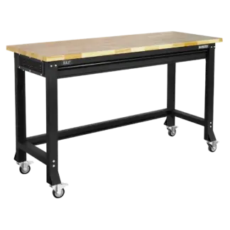 Superline PRO® Black Edition Heavy-Duty Steel Mobile Workbench with Wooden Worktop 1524mm [AP0620M]