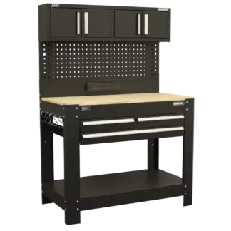 Superline PRO® Workbench with Pegboard Back Panel, Power Bar & Wooden Worktop [AP12701]