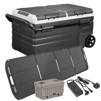 Portable Fridge Freezer/Cool Box 75L with 11.1V Portable Battery, AC/DC 230V Adaptor & 220W Solar Panel [DL176]