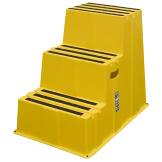 Heavy-Duty 3-Step Safety Steps with Anti-Slip Treads 150kg Capacity, Yellow - EN 14183 [KS7]