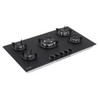 Baridi 90cm Gas Hob Matt Black 5 Burners Cast Iron Supports & Auto Ignition 10.4kW [DH385]