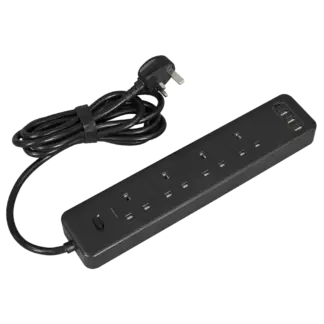2.6m Extension Lead with USB Ports - Black [EL34USBB]