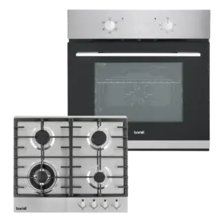 Baridi Integrated Fan-Assisted Oven & Stainless-Steel Gas Hob Appliance Bundle – 60cm [DH447]