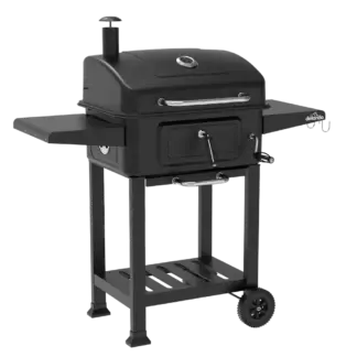 Dellonda Charcoal Grill BBQ Smoker & Trolley with 2 Side Shelves - Black [DG283]