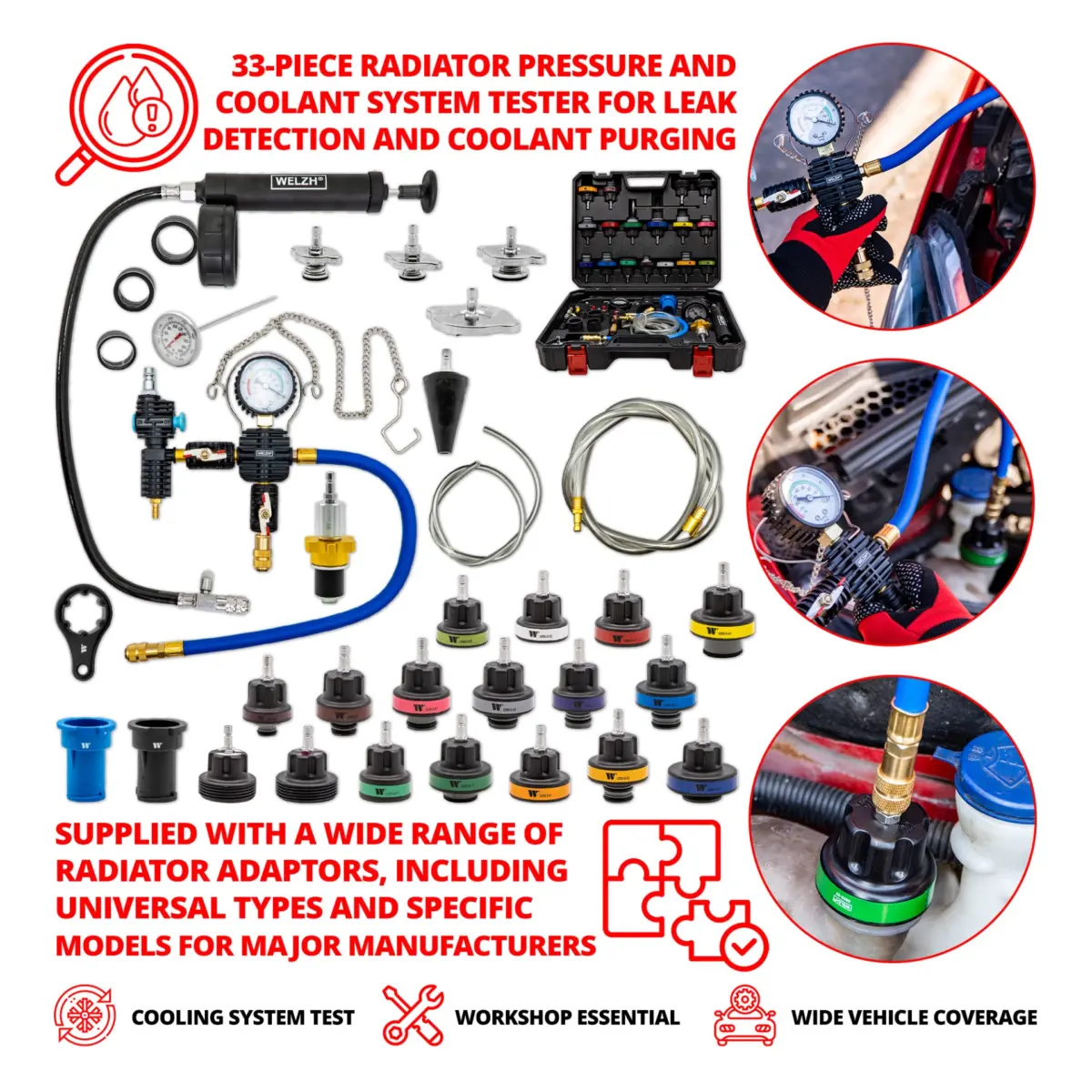 33-Piece Radiator Pressure And Cooling System Tester - Image 3