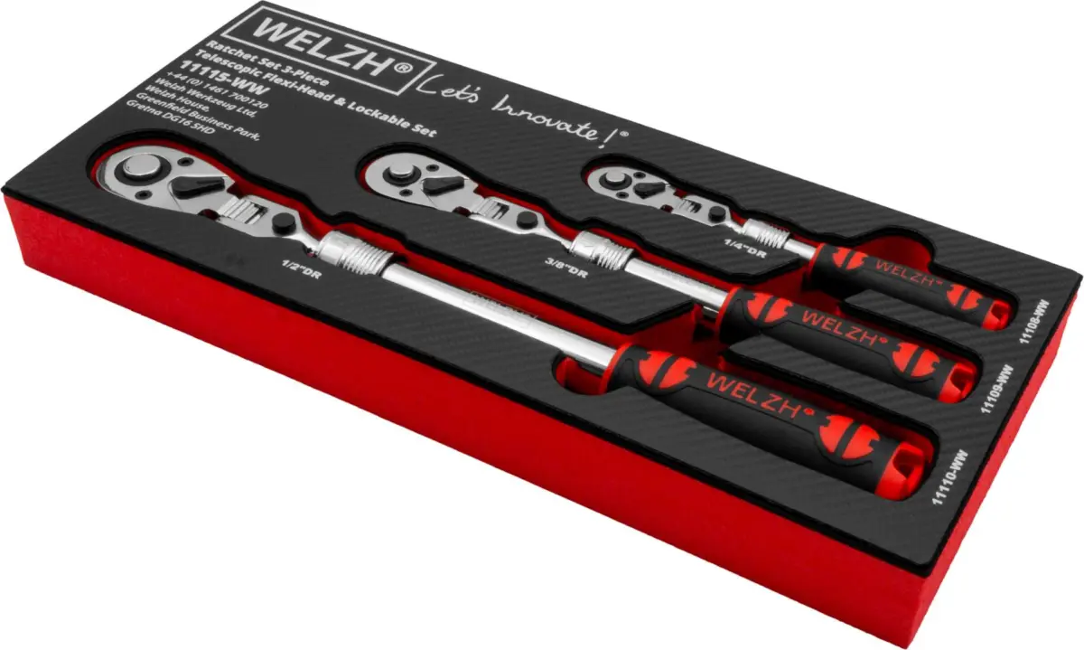 Ratchet Set; 3-Piece Telescopic, Flexi-Head & Lockable Set