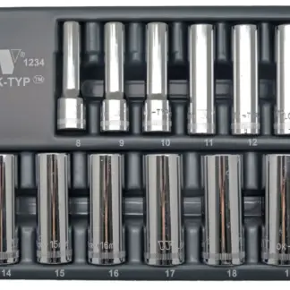 12-Piece Lok-Typ Sockets Deep 3/8dr 8-19mm