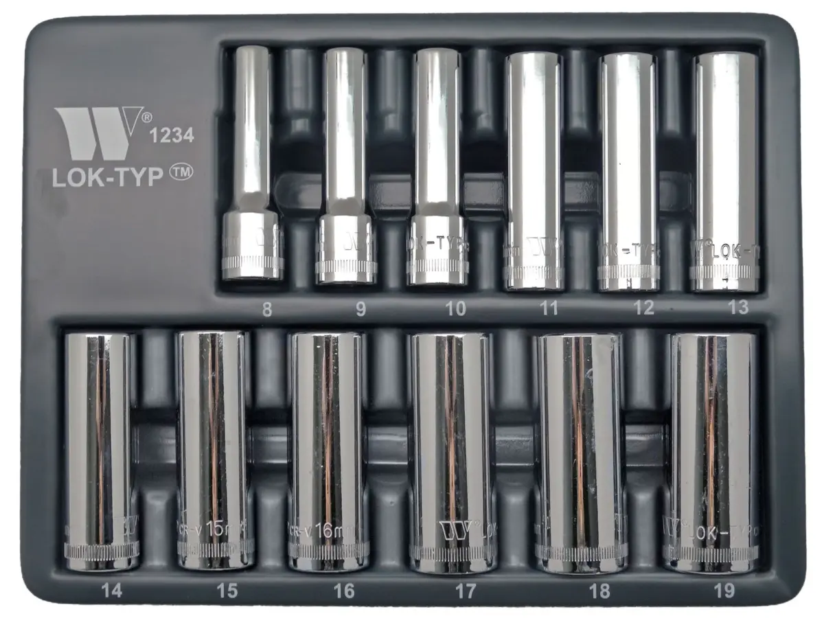 12-Piece Lok-Typ Sockets Deep 3/8dr 8-19mm