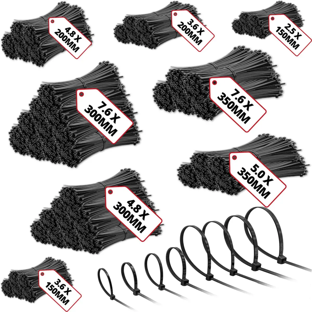 Multi Assortment Cable Tie Kit; 5000-Piece