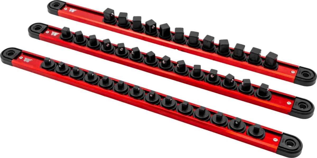 Aluminium Magnetic Socket Rails, 3-Piece Set 1/2'', 3/8'', 1/4''