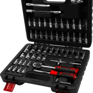 Socket Tool Set; 57-Piece Deep & Shallow, Chrome, 1/4'' 12-Point