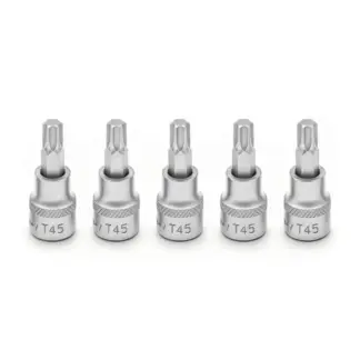 Bit Socket; 5-Piece Torx Bits?, S2 Steel, T45  3/8''dr
