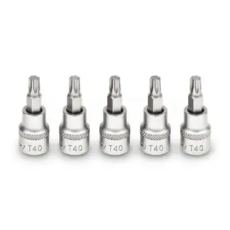Bit Socket; 5-Piece Torx Bits?, S2 Steel, T40  3/8''dr
