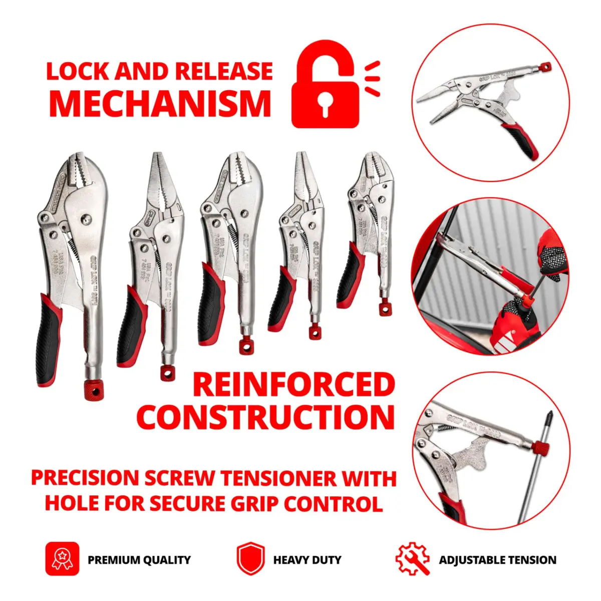 5-Piece Grip-Lok?; Multipile Locking Plier Set - Image 3