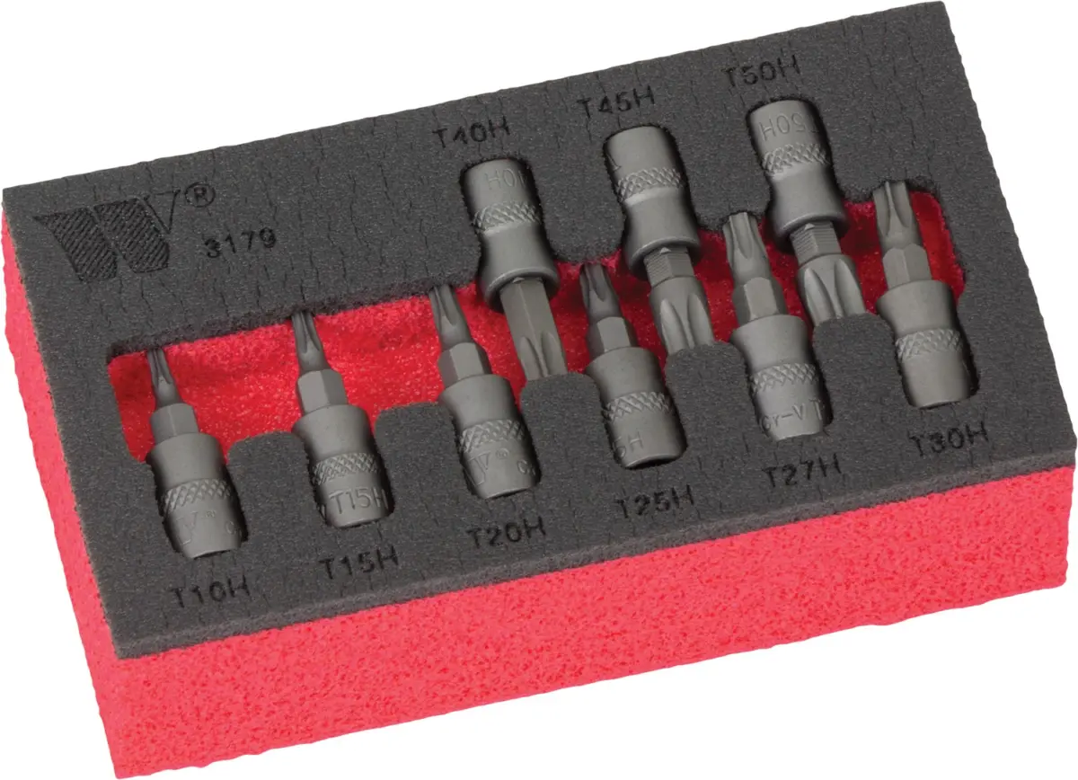 Bit Socket Set; Torx 5-Sided S2 Steel , TS10-TS50