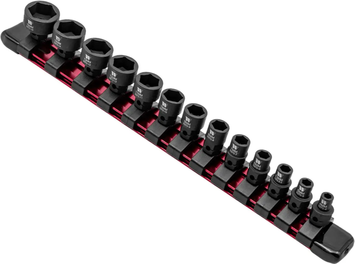 Impact Sockets, 13-Piece Extra Stubby Hex Shanked 1/4''dr 4-15mm