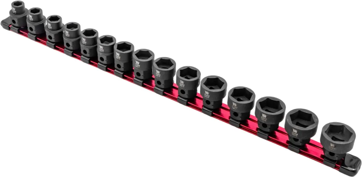 Impact Sockets; 15-Piece Extra Stubby Hex Shanked 1/2''dr 10-24mm