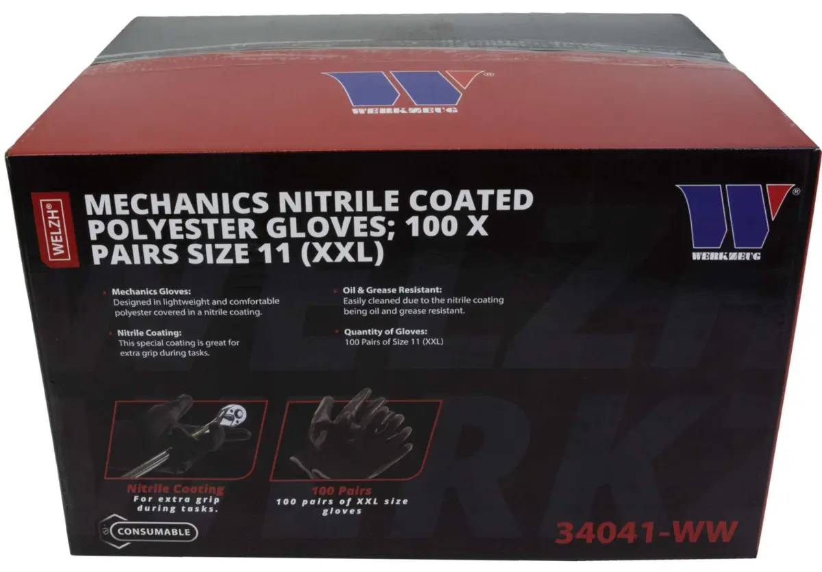 Mechanics-Nitrile Coated Polyester Gloves; 100x Pairs Size 11 (XXL) - Image 2