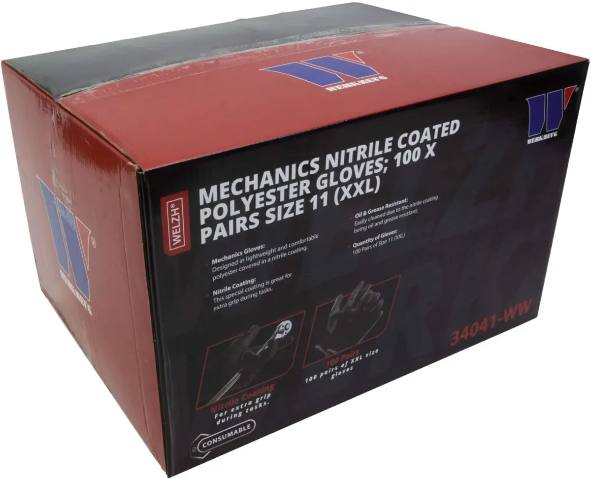 Mechanics-Nitrile Coated Polyester Gloves; 100x Pairs Size 11 (XXL) - Image 3