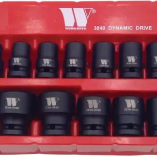 Socket Set: Shallow Impact, 1/2''dr, 12pt, Dynamic Wall Drive, 10-32 mm