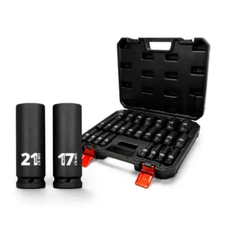 Socket Set; Master Dynamic-Wall-Drive, Impact,1/2''dr  6-Point ,25-Piece Set 8-36mm