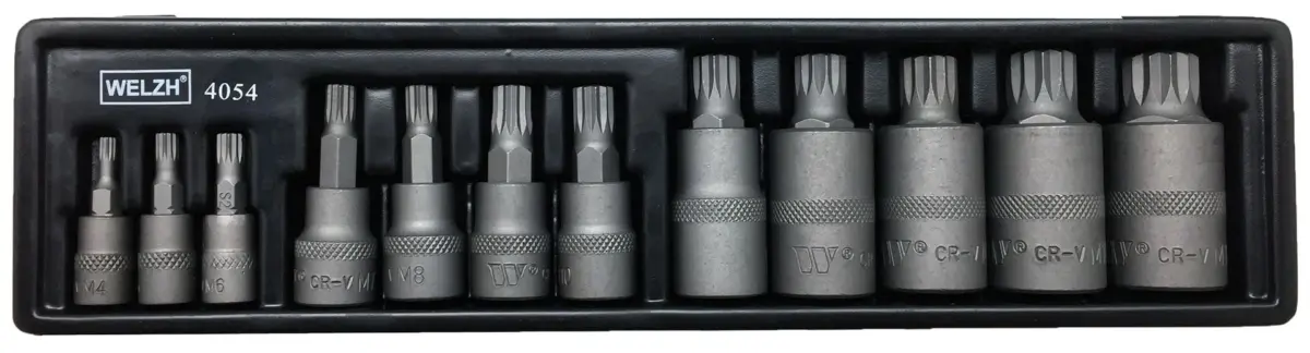 Bit Socket Set; Spline,12-Piece S2 Steel M4-M18