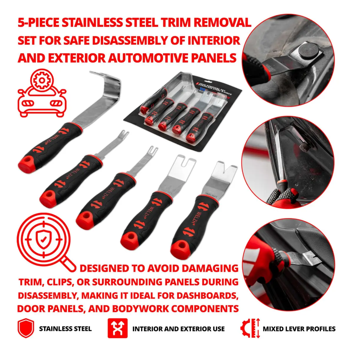 Trim Removal Set; Stainless Steel; 5-Piece - Image 2