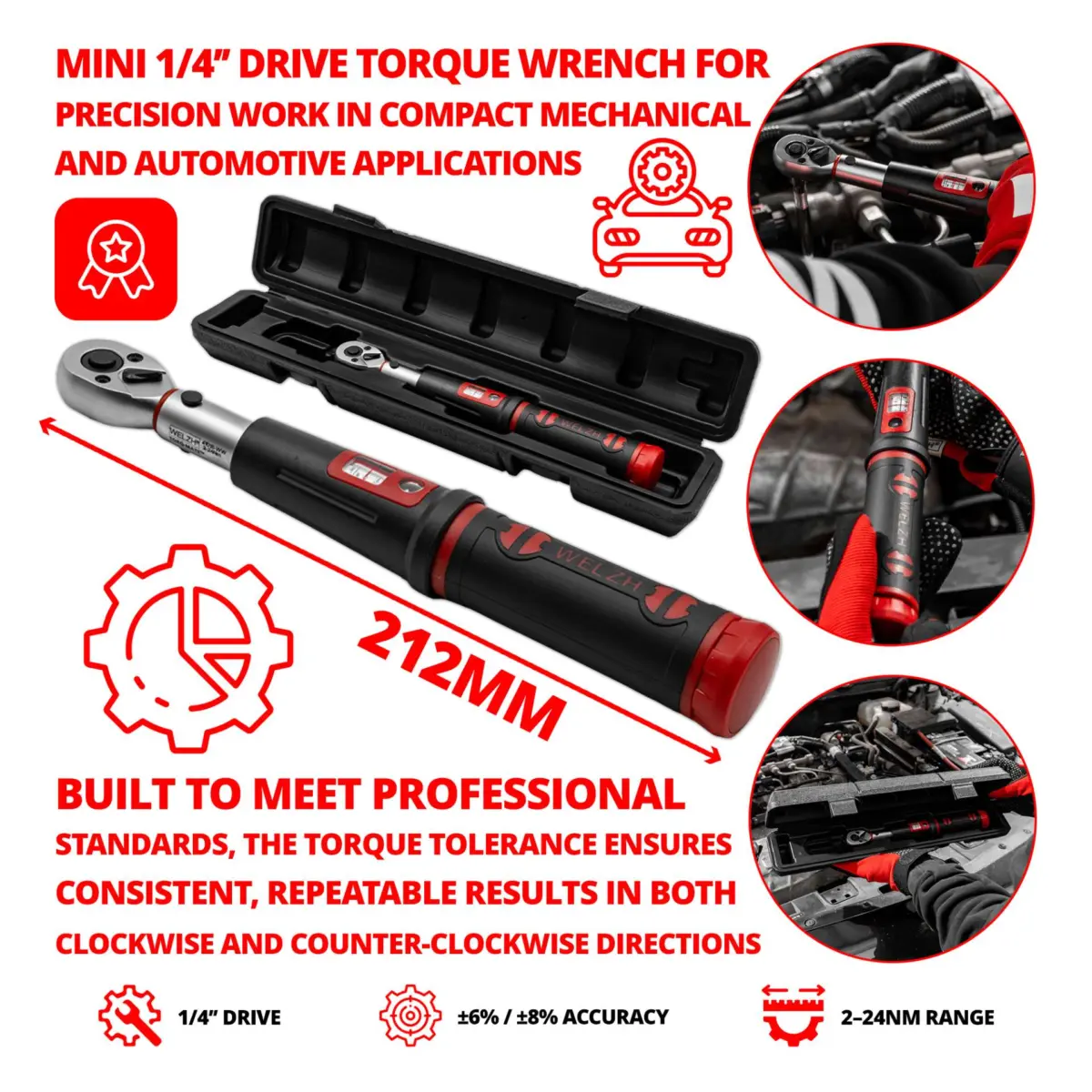 Torque Wrench; Mini 1/4''DR 2-24NM - Image 3