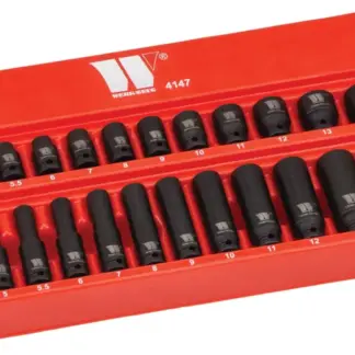 Socket Set; 28-Piece Impact, Deep and Shallow Sockets, 1/4''dr